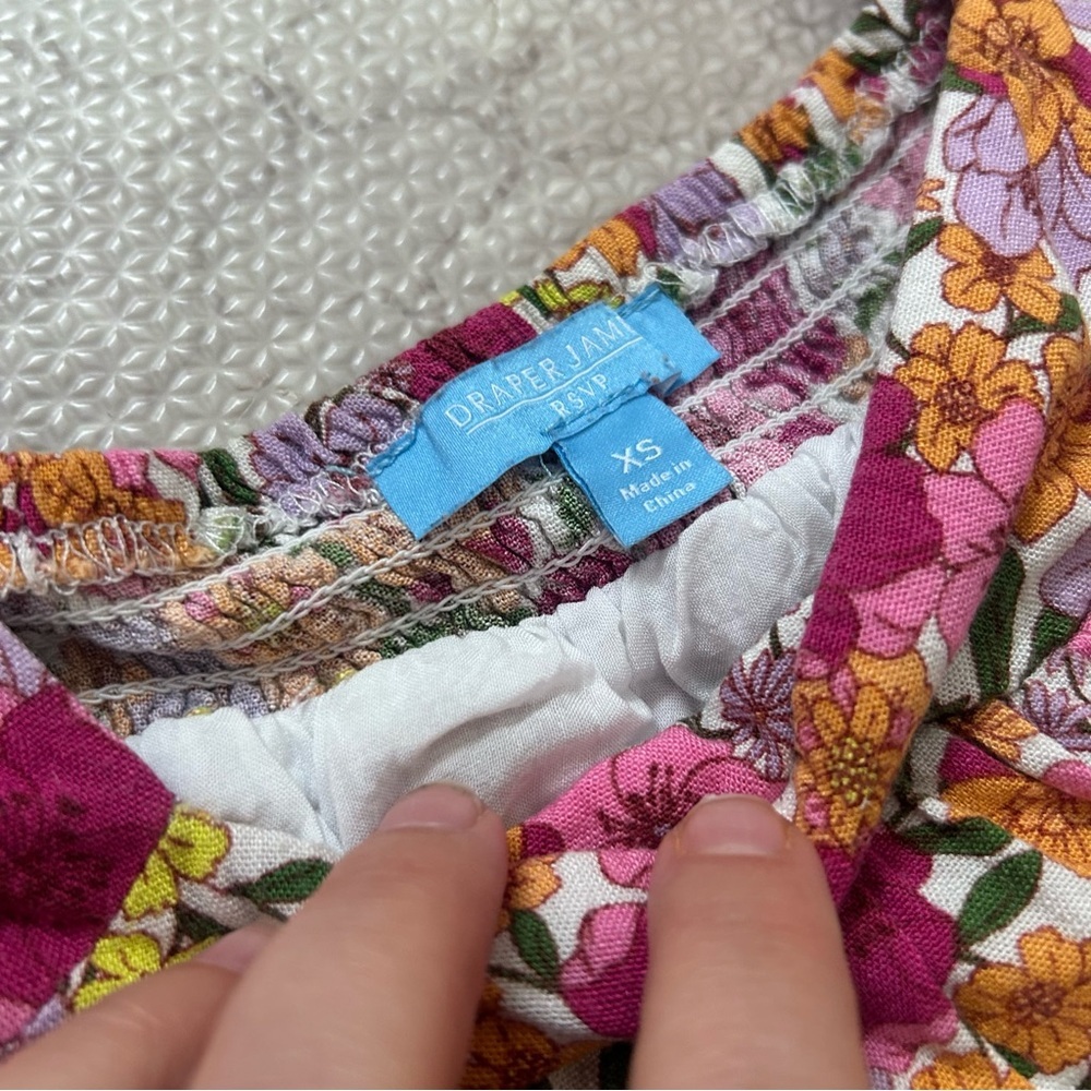 Draper James RSVP Pink Floral Square Neck Blouse - Picture 3 of 5
